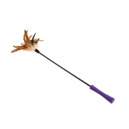 Feather Teaser Plush Tail 1 - Gigwi Feather Teaser with Natural Plush Tail and TPR Handle (Purple)