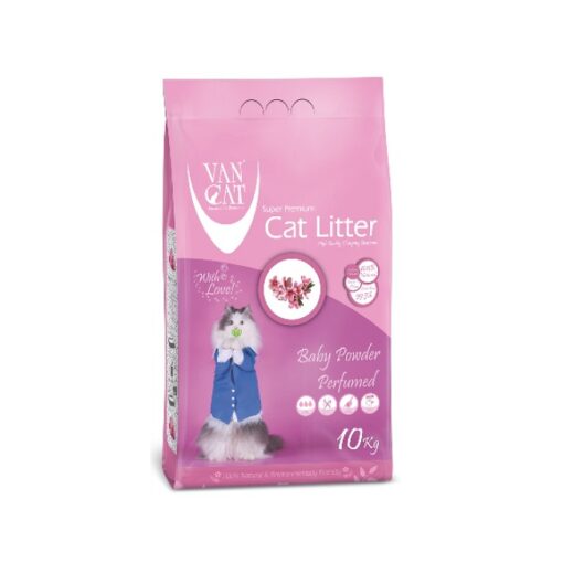 baby powder 10 kg 1000x1000 1 - Van Cat White Bentonite Clumping Cat Litter Baby Powder 10Kg