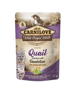 carnilove quail enriched with dandelion for sterilized cats wet food pouches 85g1 - Home