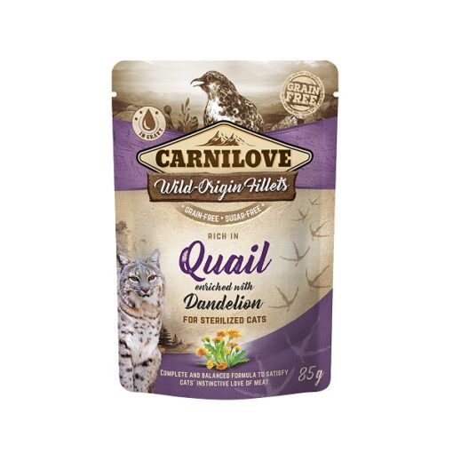 carnilove quail enriched with dandelion for sterilized cats wet food pouches 85g1 - Carnilove Turkey Enriched With Valerian Root For Adult Cats