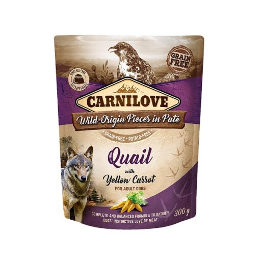carnilove quail with yellow carrot for adult dogs wet food pouches 300g1 - Carnilove Quail With Yellow Carrot For Adult Dogs