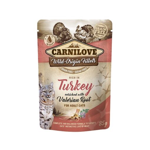 carnilove turkey enriched with valerian root for adult cats wet food pouches 85g1 - Carnilove Turkey Enriched With Valerian Root For Adult Cats