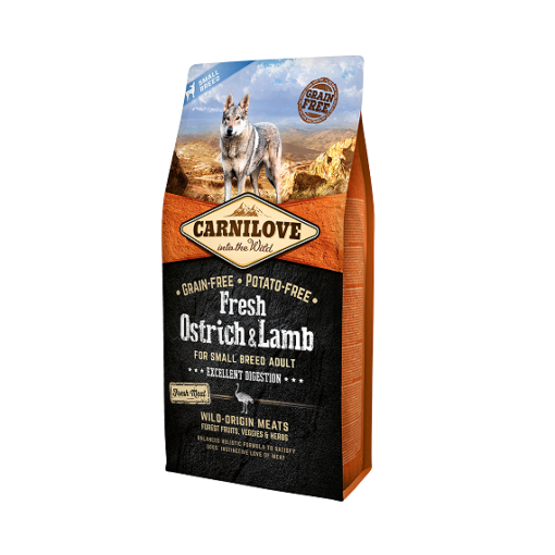 8595602527496 - Carnilove Fresh Ostrich & Lamb For Small Breed Adult Dogs 6kg