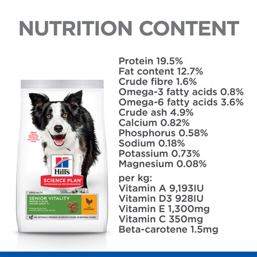 Dog Senior Vitality Chicken Medium Nutrients - Hill’s Science Plan Senior Vitality Medium Mature Adult 7+ Dog Food With Chicken & Rice