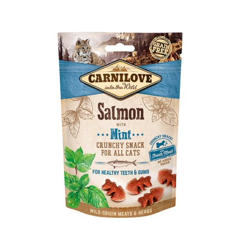 carnilove salmon with mint crunchy snack for cats 50g1 1 - Hill’s Science Plan Senior Vitality Mature Adult 7+ Cat Food With Chicken & Rice