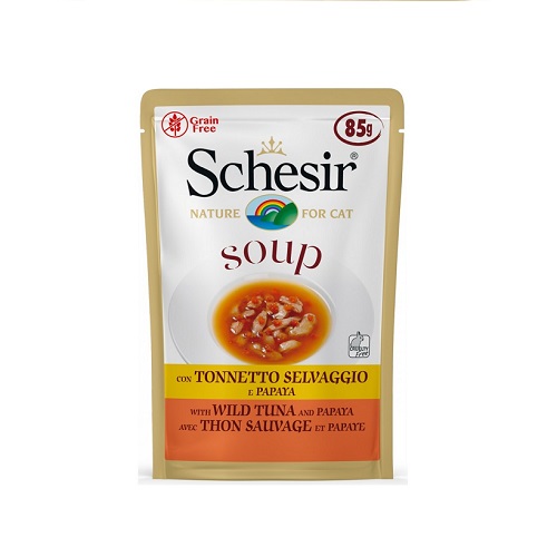 schesir cat wet soup with wild tuna and papaya - Schesir Cat Pouch Soup Chicken with Pumpkin-85g