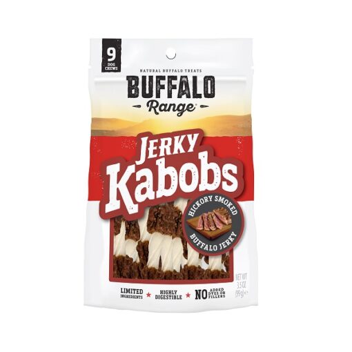 Jerky Kabob 1 - Buffalo Range Natural, Grain Free Jerky Braid Rawhide Chews for Dogs