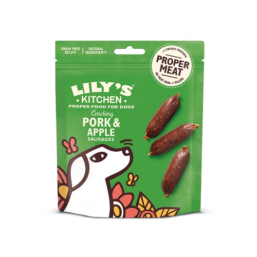 Lillys Kitchen pork apple - Lily's Kitchen Cracking Pork & Apple Sausages Dog Treat
