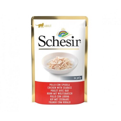 schesir cat pouch jelly chicken with seabass 85gm - Schesir Cat Pouch Jelly Chicken With Seabass