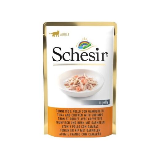 schesir cat pouch jelly tuna chicken shrimps 85g - Pawise Cat Collar-Diamond Rose By Pawise