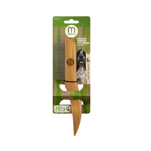6280022 mikki bamboo anti tangle medium comb product in pack - Mikki Bamboo Anti-Tangle Comb Medium