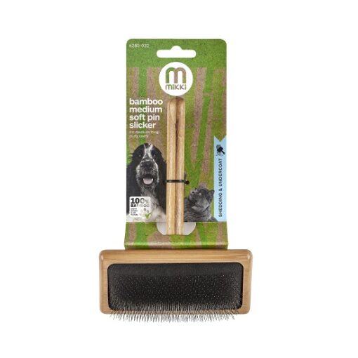6280032 mikki bamboo soft pin slicker m product in pack - Mikki Bamboo Soft Pin Slicker Small