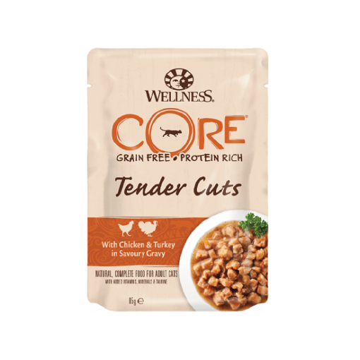 core cat tc chkntrky pouch trim - Wellness Core Tender Cuts Chicken & Turkey Cat Wet Food