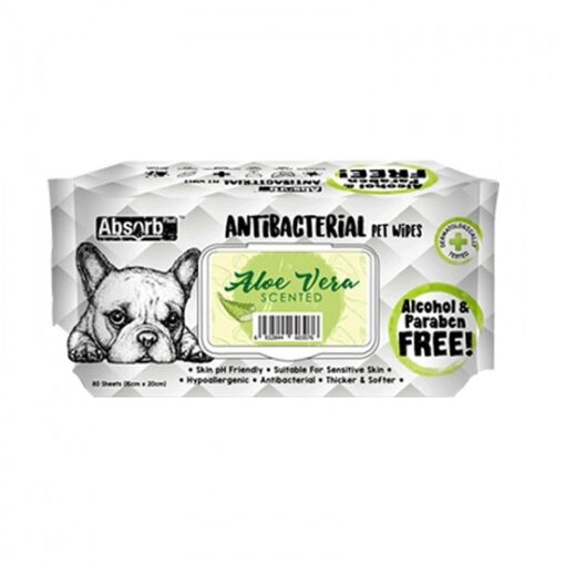 ANTIBACTERIAL PET WIPES Aloe vera 1000x1000 1 - Absolute Pet Absorb Plus Antibacterial Pet Wipes Aloe Vera 80 Sheets