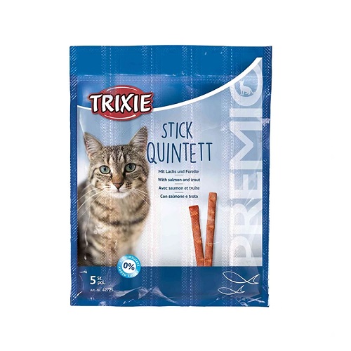 Trixie Premio Stick Quintett Salmon Trout treats - Trixie Premio Barbecue Hearts Cat Treats 50g