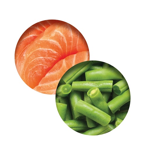 44712 ca2 fish dinner salmon green beans details rgb - Catit Fish Dinner Shrimp & Green Beans 80G