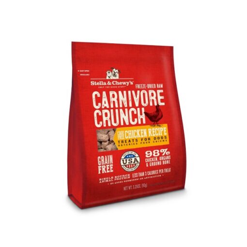 Dog FD Carnivore Crunch Chicken 3 25 oz - Stella & Chewy's Duck & Salmon Recipe Dinner Morsels with Skin & Coat Boost