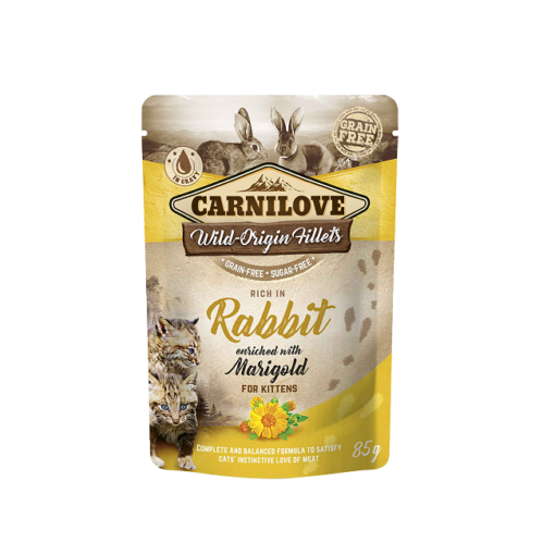 carnilove rabbit enriched with marigold for kittens wet food pouches 85g1 - Carnilove Rabbit Enriched With Marigold For Kittens