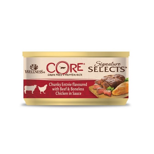 core cat ss beefchkn emea 768x421 1 - Wellness Core Signature Selects Chunky Beef & Chicken in Sauce Cat Wet Food 79G