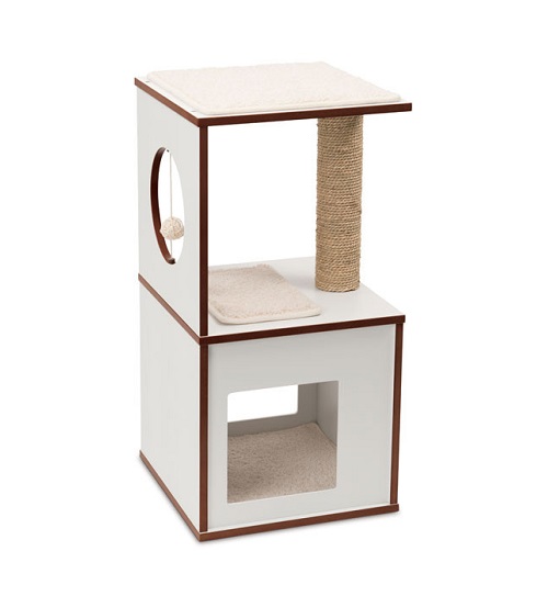 v boxsmall white 2 - Premium Cat Furniture V-High Base - Black