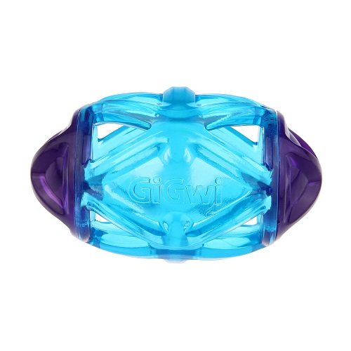 Gigwi Rugby 2 - GiGwi Dumbell ‘Push To Mute’ Transparent – Purple / Blue