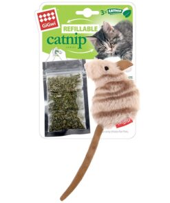 Mouse Fluffy Plush Cat Toy with 3 Refillable Catnip Bags