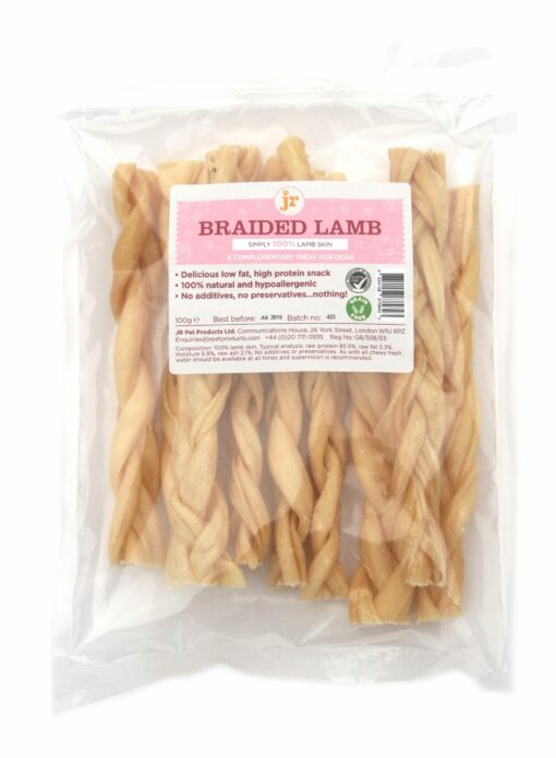 braided lamb in pack scaled - JR-braided Lamb 100g Natural Dog Treats