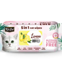 Kit Cat 5-in-1 Scented Cat Wipes are soft, pH-balanced and antibacterial wipes that will help make cleaning your cat in-between baths fast, easy and hassle-free! Infused with soothing aloe vera extract & vitamin E to nourish & hydrate your cat’s skin, Kit Cat 5-in-1 Scented Cat Wipes will leave your cat feeling fresher & cleaner. Kit Cat 5-in-1 Scented Cat Wipes are hypoallergenic (soap, alcohol & paraben-free), making it suitable for daily use on your cat’s face, paws & coat, even if she has sensitive skin! Dermatologically and microbiologically tested, Kit Cat 5-in-1 Scented Cat Wipes are also available in these scents: Cherry Blossoms, Lavender, Baby Powder, Aloe Vera, Coconut. Suitable For Cats of all life stages. Ingredients Aqua 98.88%, Benzalkonium Chloride 0.11%, Polysorbate-20 0.10%, Phenoxyethanol 0.80%, Polyaminopropyl Biguanide 0.06%, Fragrance 0.05%. Product Dimensions 80 sheets (15 x 20 cm). Directions For Use Always ensure that the lid is securely closed after using Kit Cat 5-in-1 Cat Wipes to prevent them from drying out. Store Kit Cat 5-in-1 Cat Wipes in a cool dry place away from direct sunlight. Do not flush Kit Cat 5-in-1 Cat Wipes down the toilet.